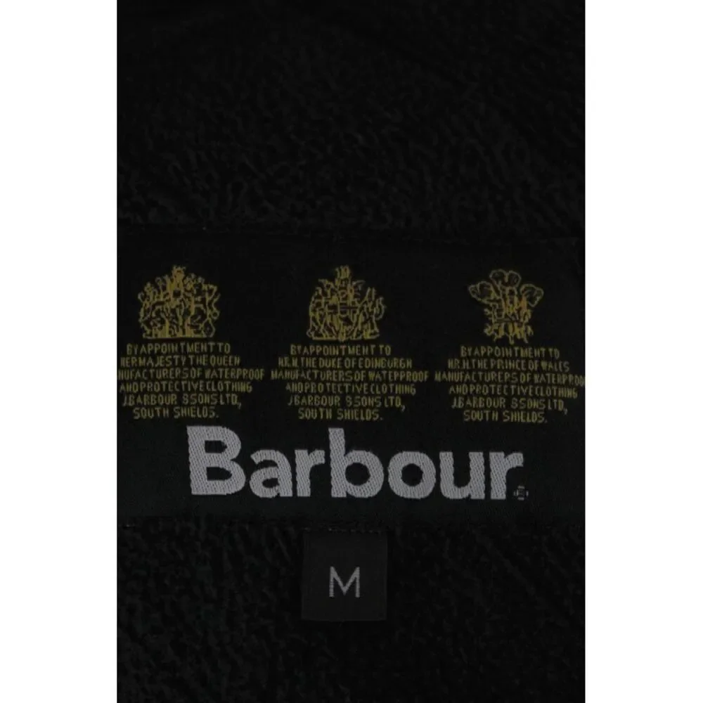 Barbour Mens Quilted Jacket Black Argyle Collared Cotton Button Size M